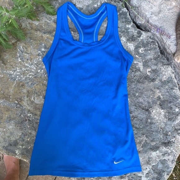 🌼3/$30 Blue Nike Racerback Ribbed Tank Top Tight Fit - Picture 4 of 7